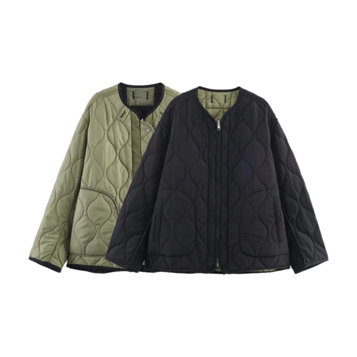 

Новое поступление осени 202, женская повседневная двусторонняя хлопковая куртка с круглым вырезом и длинными рукавами в стиле пэчворк