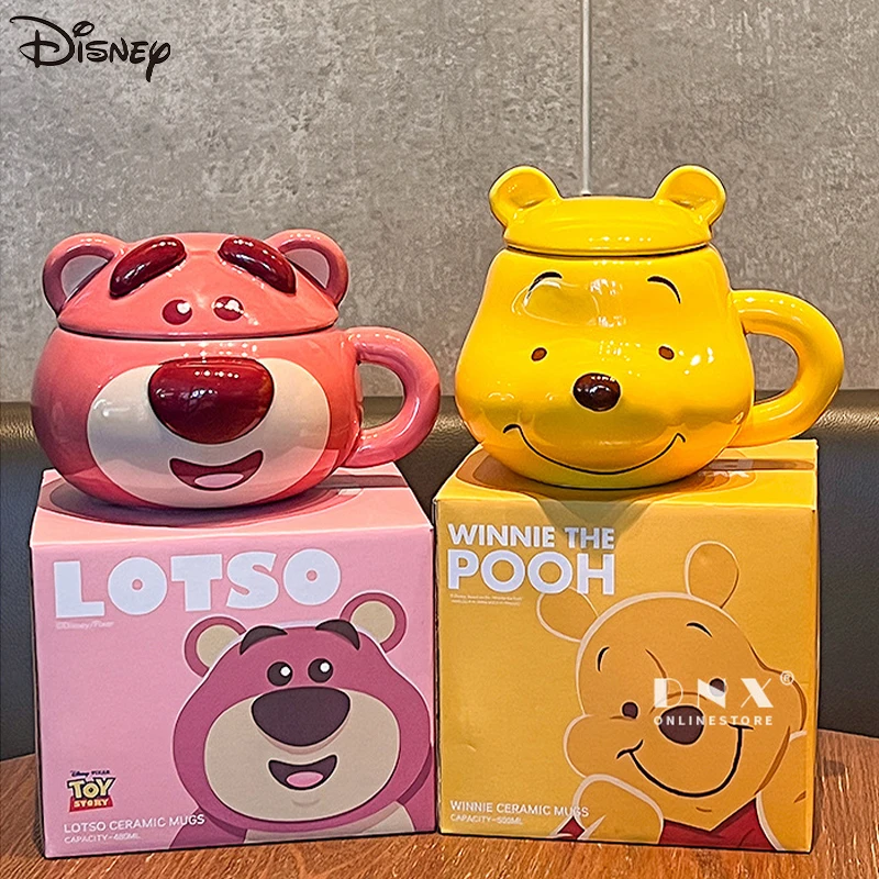 

480Ml Kawaii Disney Lotso Pooh Bear Cartoon Ceramic Mug Milk Cup Home Children Cute Drink Cup Office Coffee Cup Christmas Gift