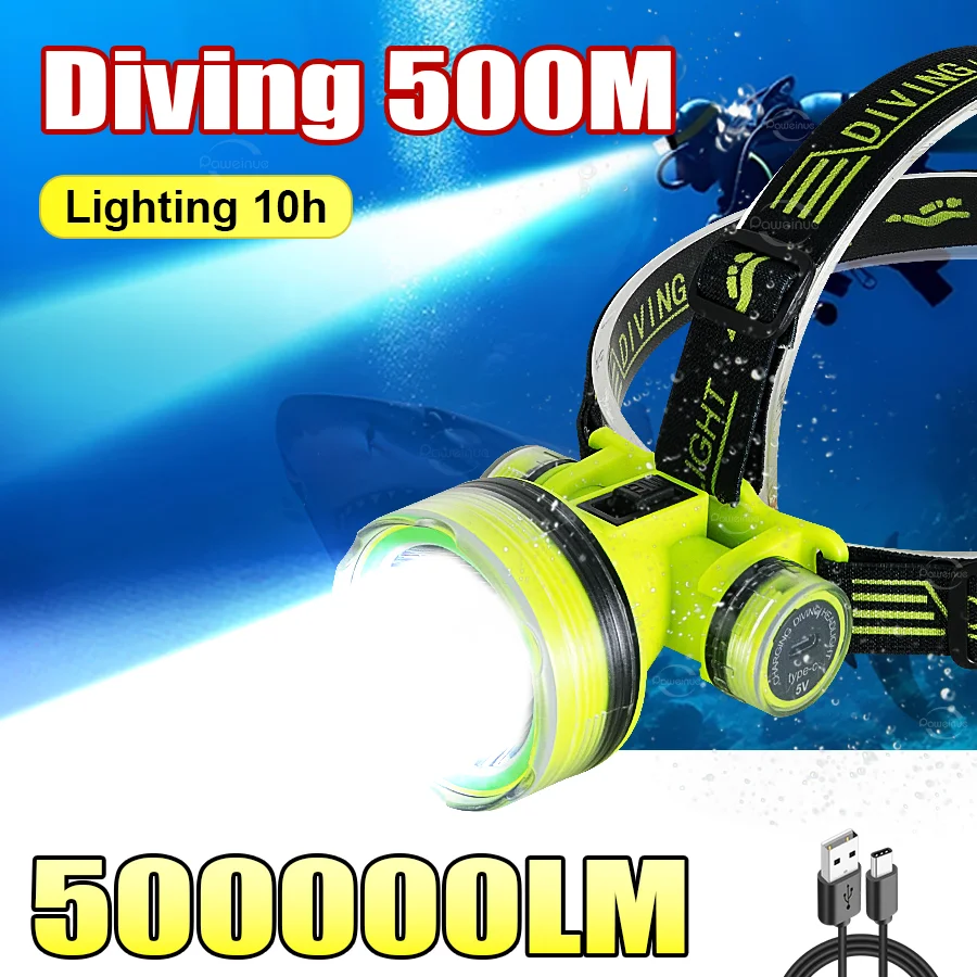 

Professional Diving Led lamp Portable Rechargeable Usb Diving 500m Underwater light Diver Spearfishing Flashlight