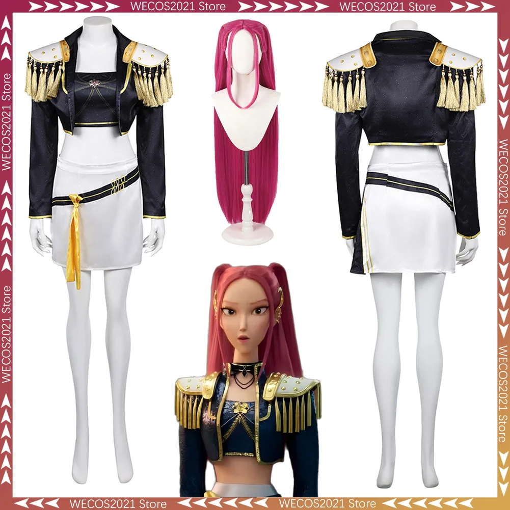 

2025 Cartoon Demon Hunters of KPop Mira Cosplay Fantasy Golden Singing Stage Costume Wig Costume Disguise Women Party Outfits