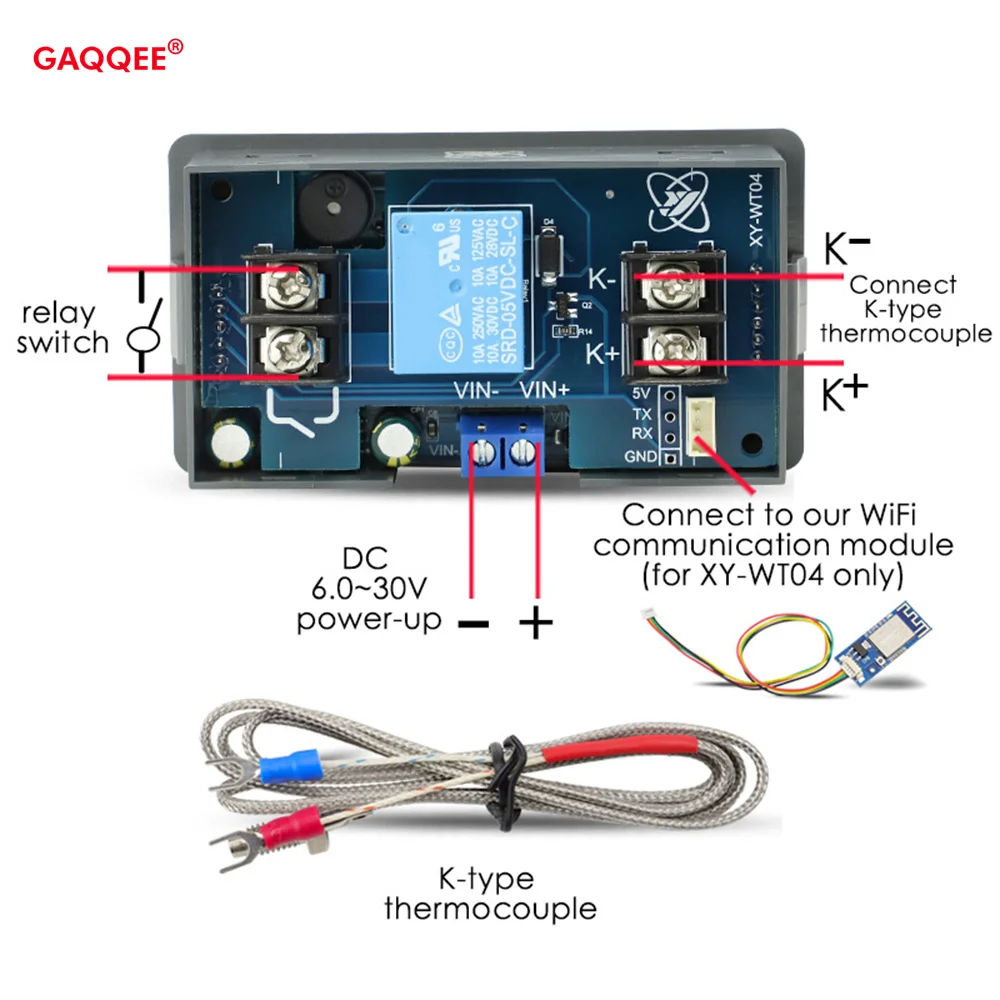 WIFI Remote High Thermostat DC6-30V LED Digital Temperature Controller -99~999 Degrees Thermocouple Control Detection Instrument