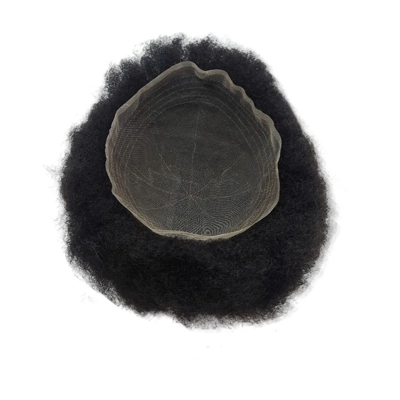 Afro Krullend Full Lace Mannen Toupetje Mannelijk Haar Prothese Haarstuk Natuurlijke Haarlijn Vervangingssysteem Unit Heren Pruiken 4Mm-25Mm