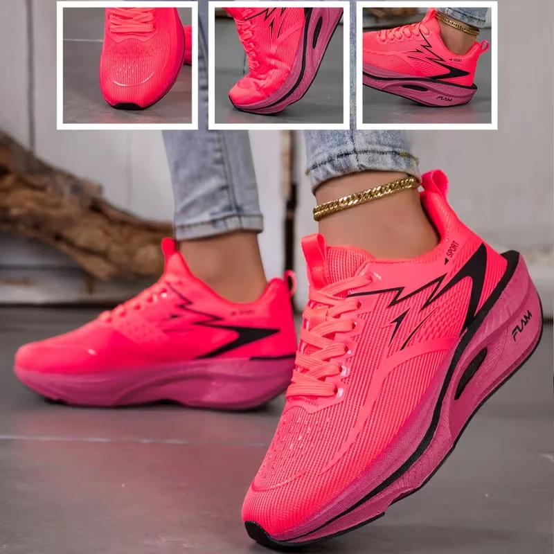 2026 Women's Sneakers Breathable Knitted Mesh Comfortable Flat Lace Up Shoes Trendy Fashionable Casual Outdoor Women Running