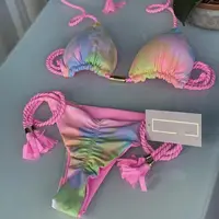 Nuevo traje de baño dividido de bikini de cuerda estampado sexy para mujer