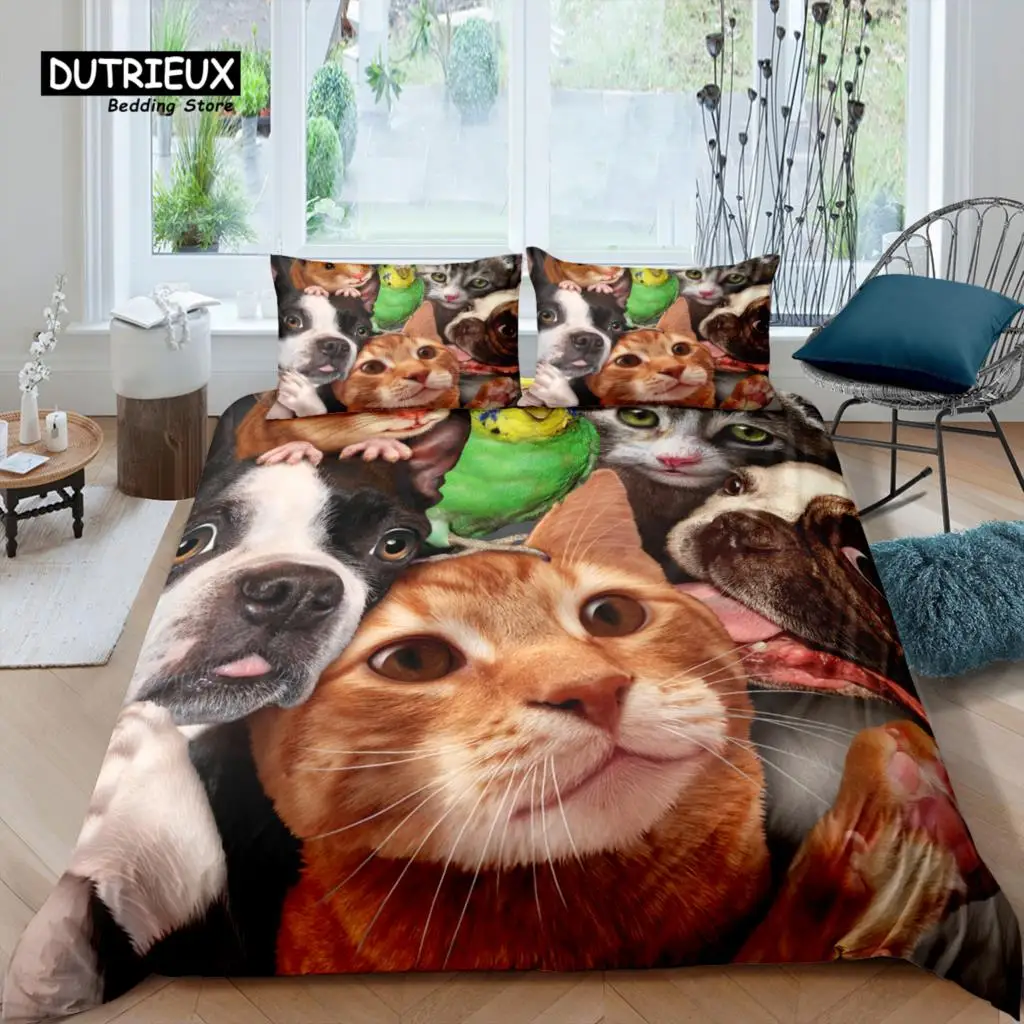 

Home Living Luxury 3D Pet Cat Bedding Set Kids Duvet Cover Pillowcase Pet Dog Bedding Set Queen and King EU/US/AU/UK Size