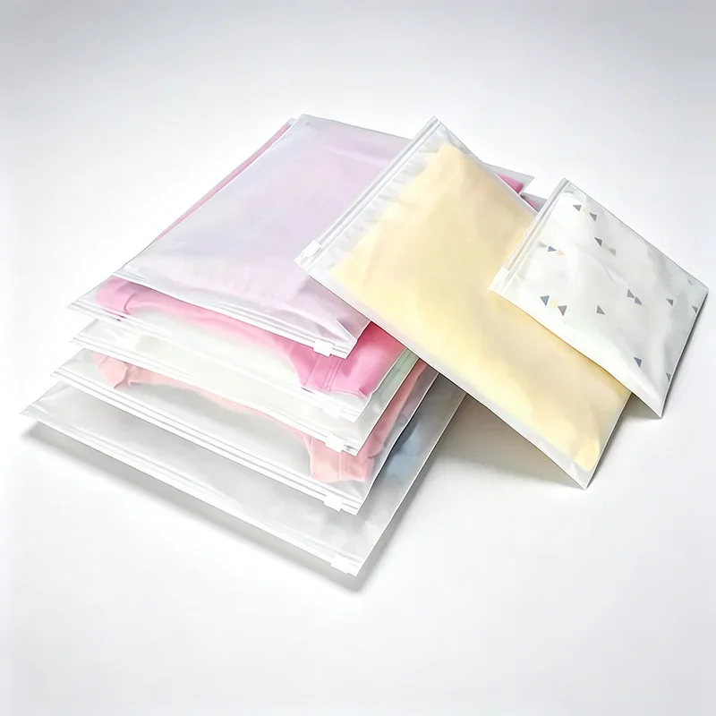 20pcs Frosted Transparent Zipper Storage Bag CPE Material Reusable Organizer Pouch Dustproof Moistureproof Packaging Bag Home