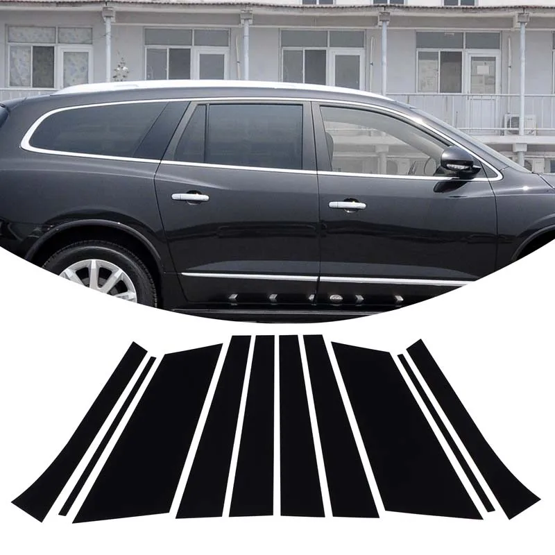 For Buick Enclave 2008-2017 bright black B-pillar door trim window frame film sticker PC auto accessories set of 10