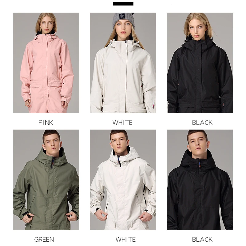 Winter One Piece Snow Suit Waterproof Man Ski Overalls Mountain Women Alpine Female Hooded Jumpsuit Sport Snowboard Tracksuits