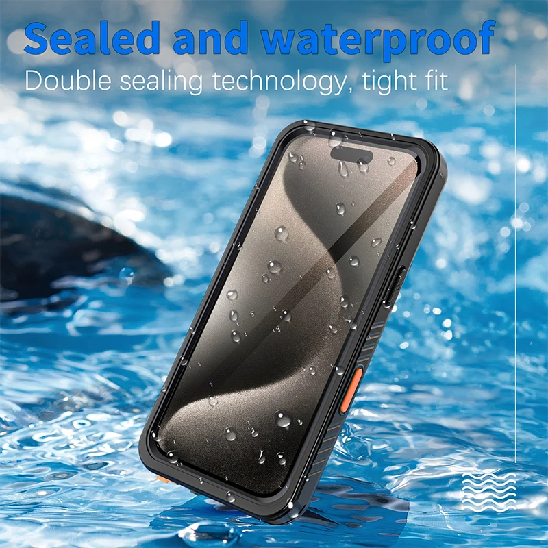 Full Sealed IP68 Waterproof Diving Swim Cover Underwater Case for iPhone 16 15 14 13 Pro Max,16 15 14 + Drop Proof Outdoor Sport