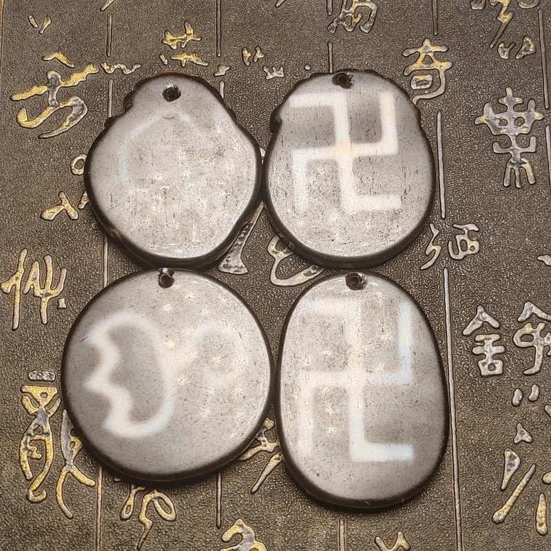 Tibetan Totem Natural Agate Dzi Exquisite Etched Tianzhu Buddha Brand Ethnic Necklace Pendant DIY Accessories