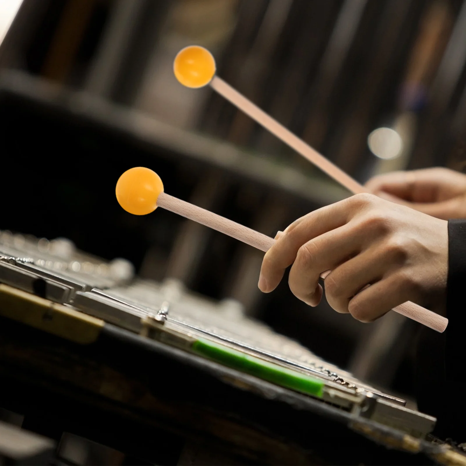 

1 Pair Wooden Mallets For Xylophone Glockenspiel Percussion Sticks Rubber Tip Ideal Teaching Professional Concerts Family Fun