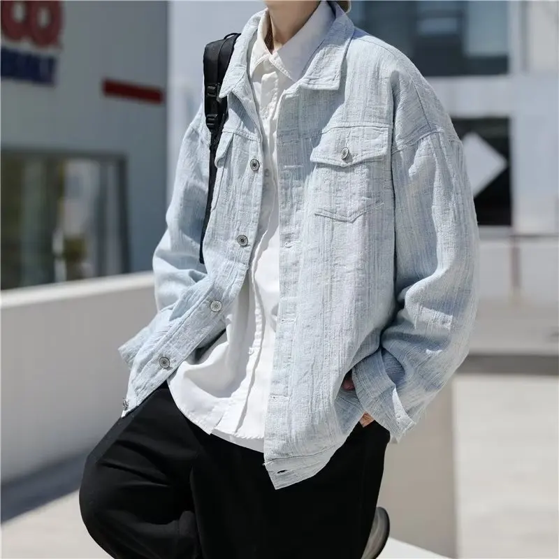 

Мужская джинсовая куртка свободного кроя в винтажном стиле, весна-осень, в стиле Hong Kong Sle Chic, высококачественная, стильная, для повседневной носки, верхняя одежда Haome