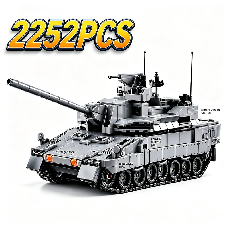 EMBT Main Battle Tank Building Blocks, Highly Restored, Modular Quick Disassembly, Movable Parts, 360° Rotatable Turret Armored