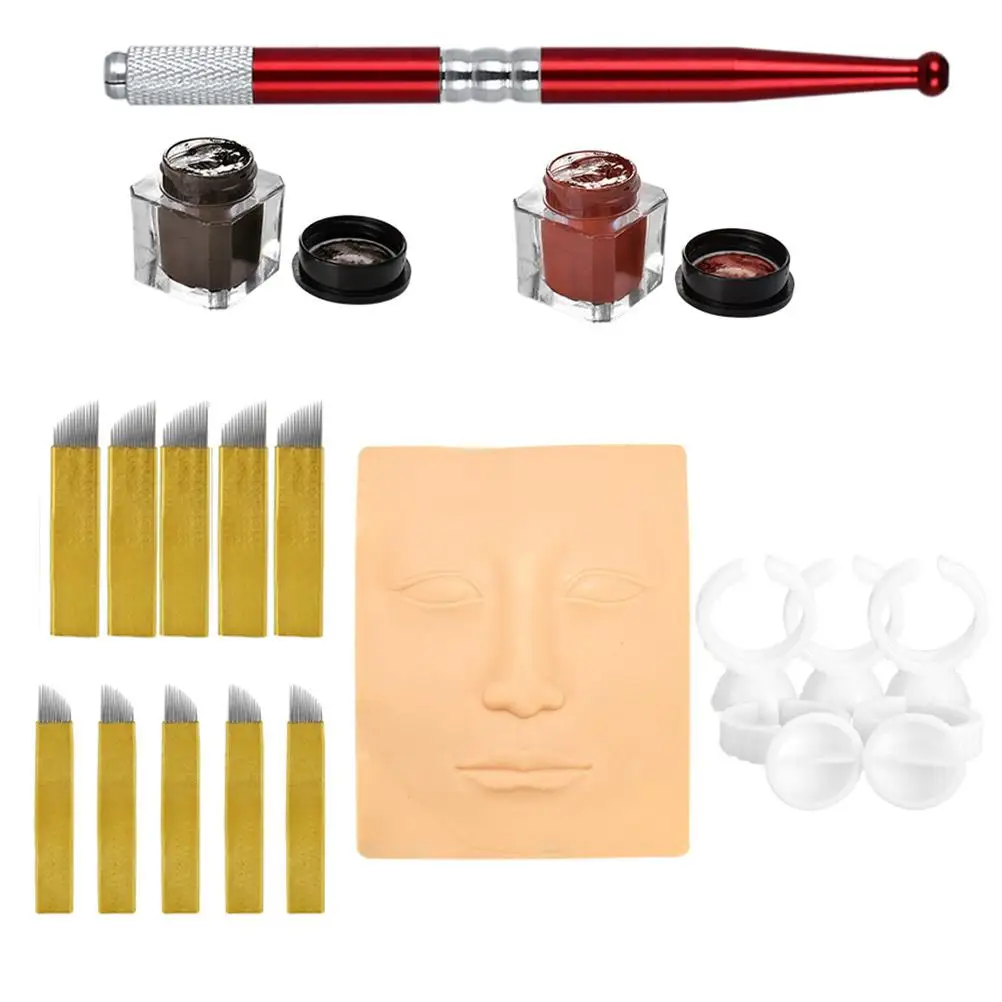 

Professional Eyebrow Microblading Kit Disposable Needles Sharp Tip Tattoo Practice Set Stable Skin Trimming Accessory Eyebrow