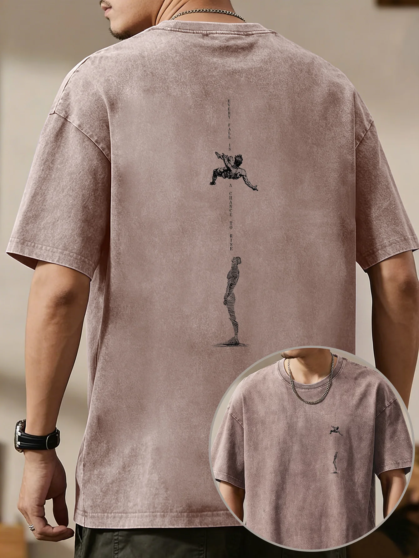 2026 Summer Best-selling Men's Pure Cotton Retro Washed T-Shirt for Street Casual Fashion Soft and Comfortable Simple Pattern Pr