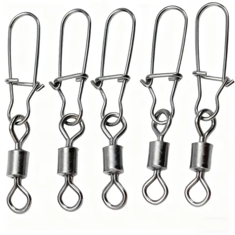 50pcs/box Stainless Steel Fishing Connector Pin Bearing Swivel Fishing Connector Rolling Swivel Lure Hook Accessories Tackle