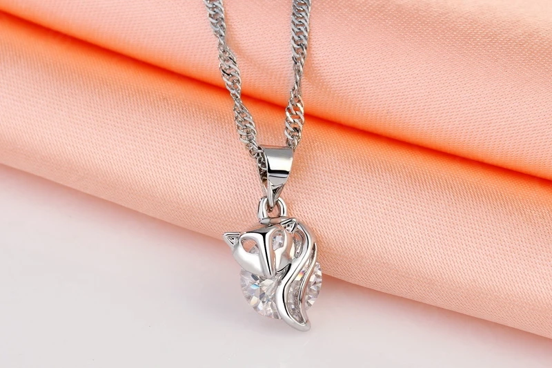 Sexy Lady's Party Wedding Jewelry Gift 925 Sterling Silver Cubic Zircon Fox Pendant Jewelry Sets Pretty Good Choices Item