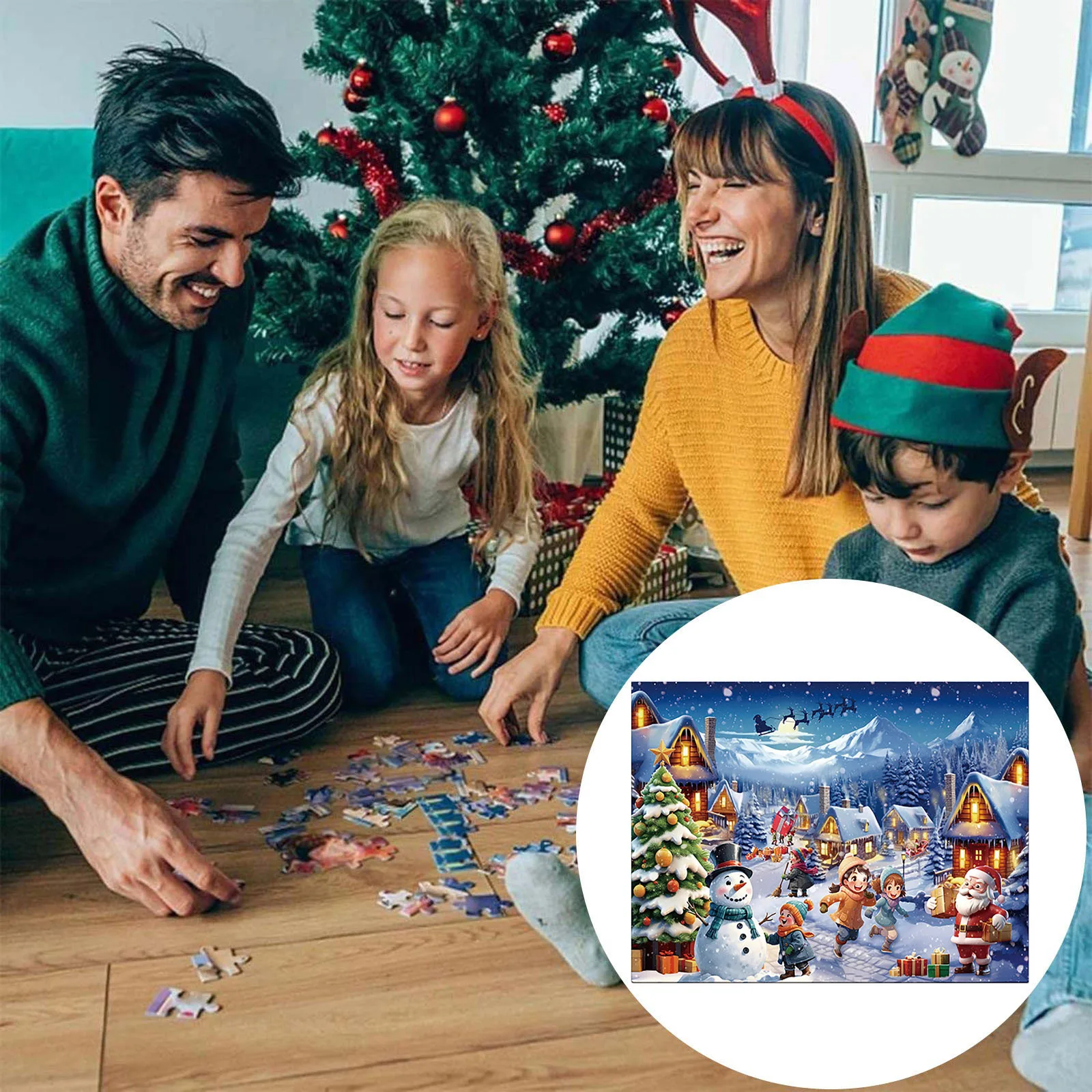 Rompecabezas del calendario de Adviento de la sala de recorrido 2025, rompecabezas de Navidad, calendario de cuenta regresiva de 24 días, rompecabezas de Navidad, juego de rompecabezas de 1008 piezas