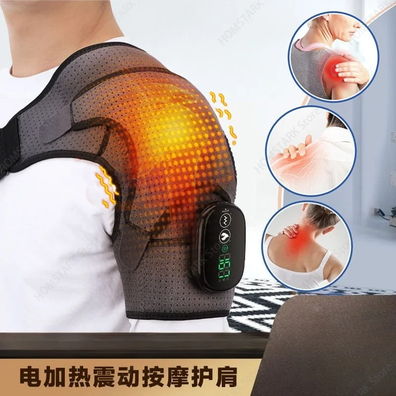 Electric Heated Shoulder Brace, Vibration Massage Hot Compress Wrap, Warm Support for Shoulder Muscle Relax & Sleep Use