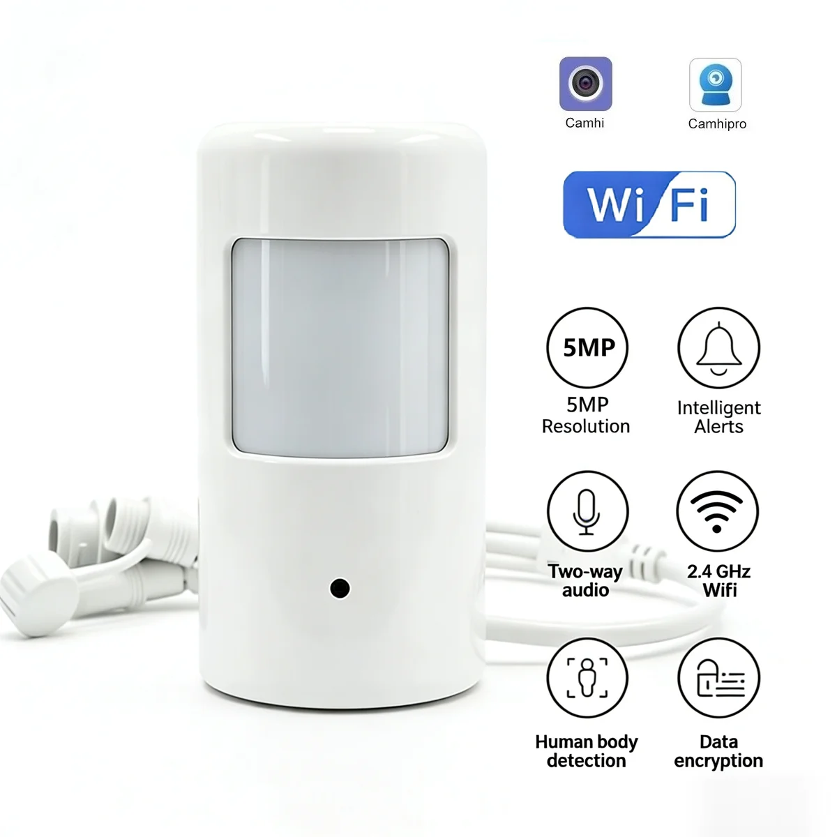 

Camhi Mini Home Security Monitor Invisible PIR Style WiFi Camera 940nm IR Night Vision Audio Covert Wireless Surveillance Camera
