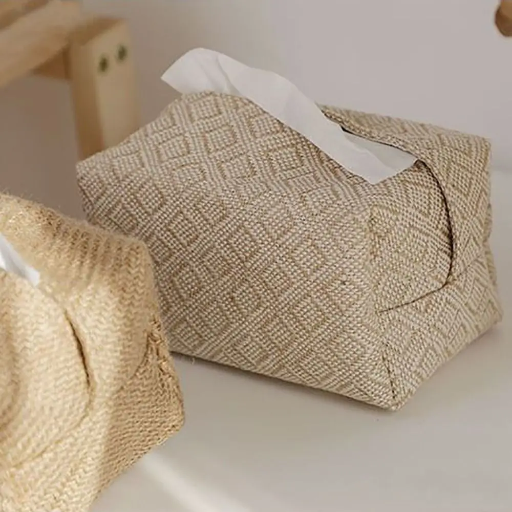 Kreative Leinen-Baumwoll-Taschentuchbox im japanischen Stil, große Kapazität, Taschentuchboxen, Behälter, Vintage-Servietten-Organizer, Teetisch – Detail 11