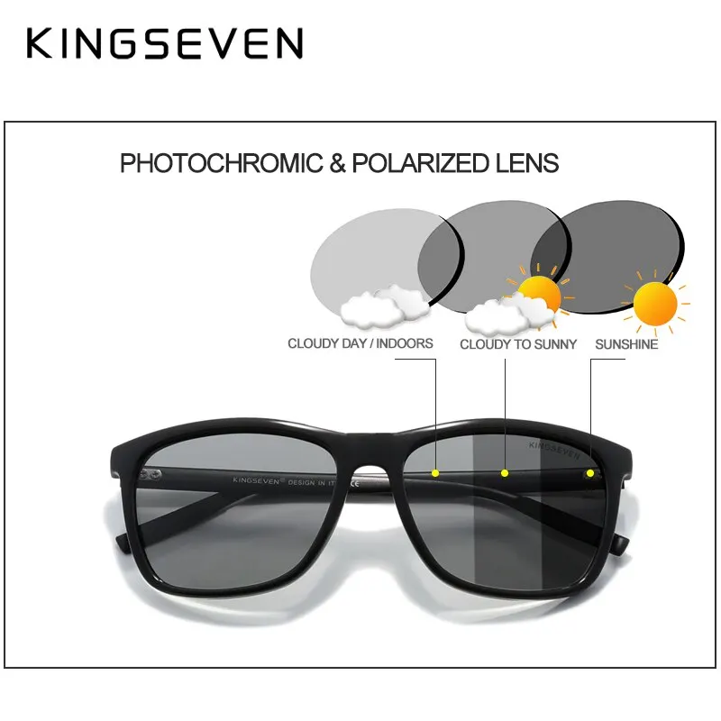KINGSEVEN Aluminum Sunglasses Men Polarized Photochromic Sun Glasses Women\'s Glasses Accessories Outdoor Sports Eyewear UV400