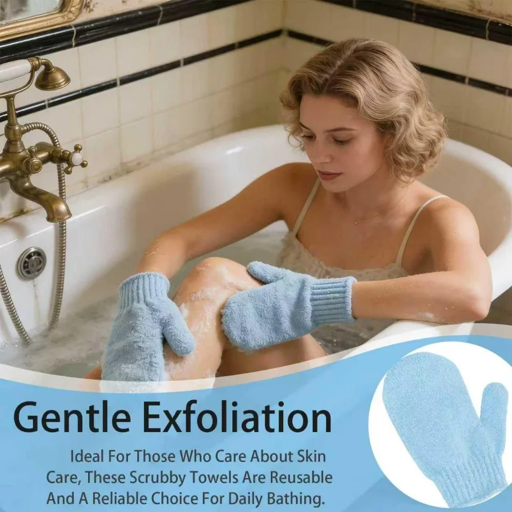 Exfoliating Gloves Set - 8-piece Bath and Body Scrub Mitts for Skin Purification and Massage view 3