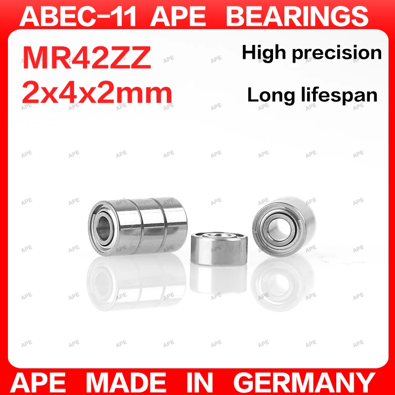 10-100pcs ABEC-11 Germany APE MR42ZZ 672ZZ Bearing 2x4x2 MM L-420ZZ 672 MR42 ZZ Micro Precision Ball Bearings