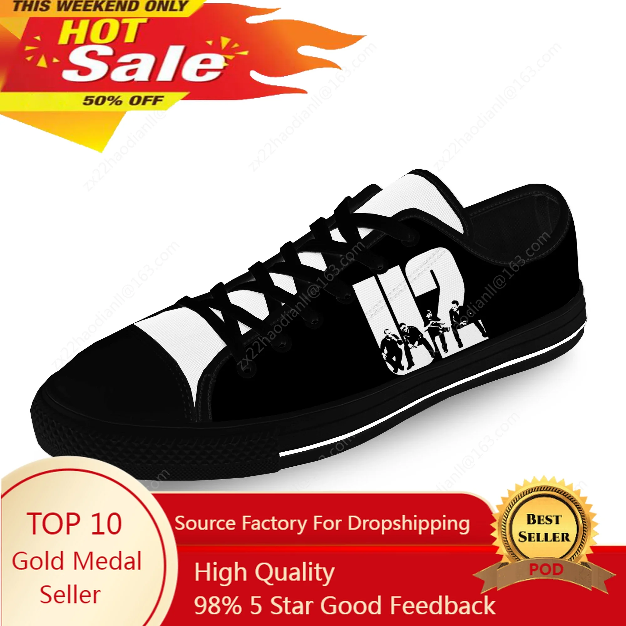 

U2 Low Top Sneakers music Rock band Casual Shoes Mens Womens Teenager Canvas Running Shoes 3D Print Breathable Lightweight shoe