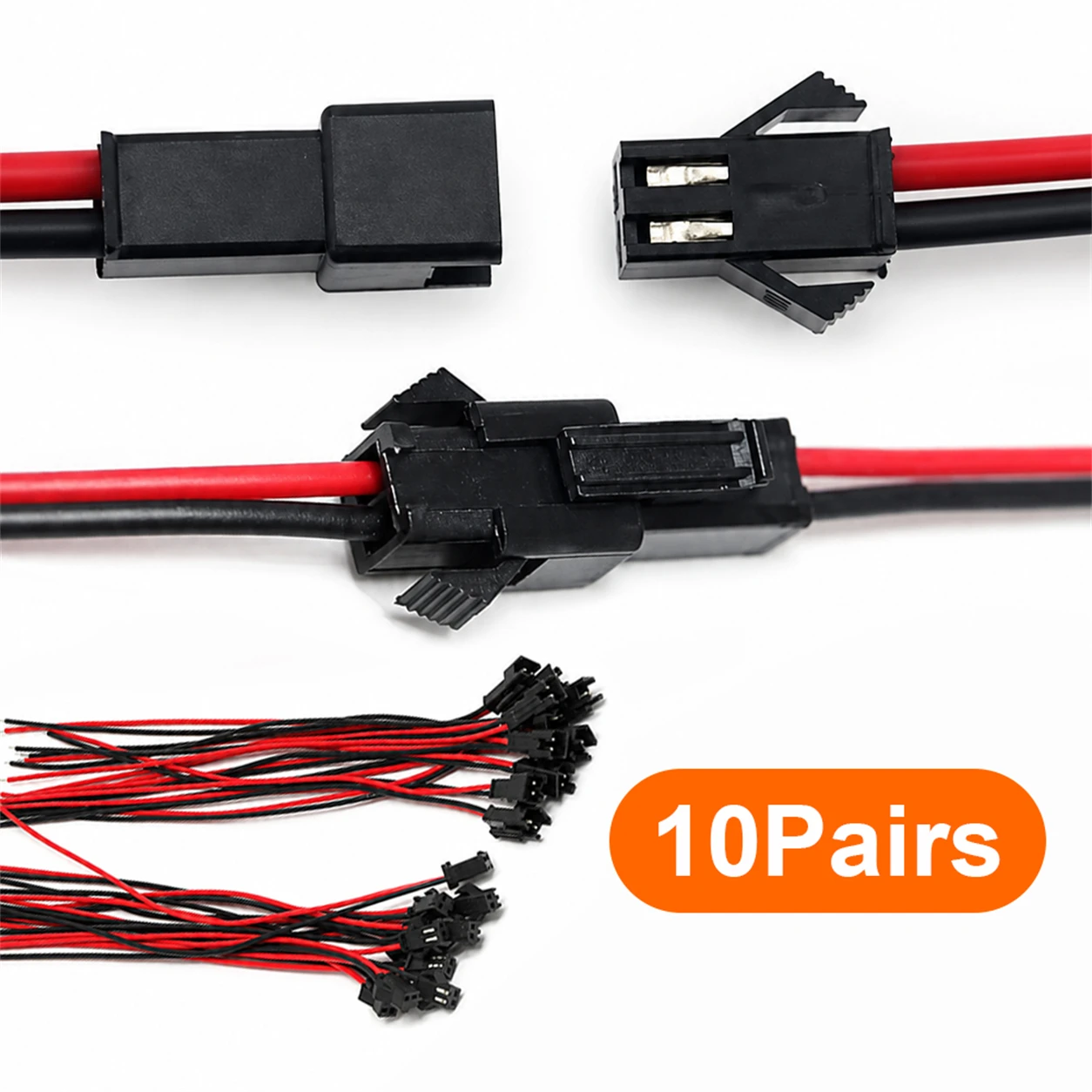 10Pairs Male Female Plug 2 Pin SM Terminal Wire Connector Electric Cable PVC Easy Installation LED Light Strip Home Spare Parts