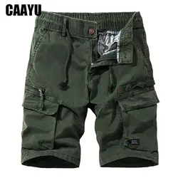 CAAYU Mens Cargo Tactical Short Pants Multi Pocket Shorts Mens Japanese Streetwear Casual Fashion Jogger Outdoor Armygreen Pants