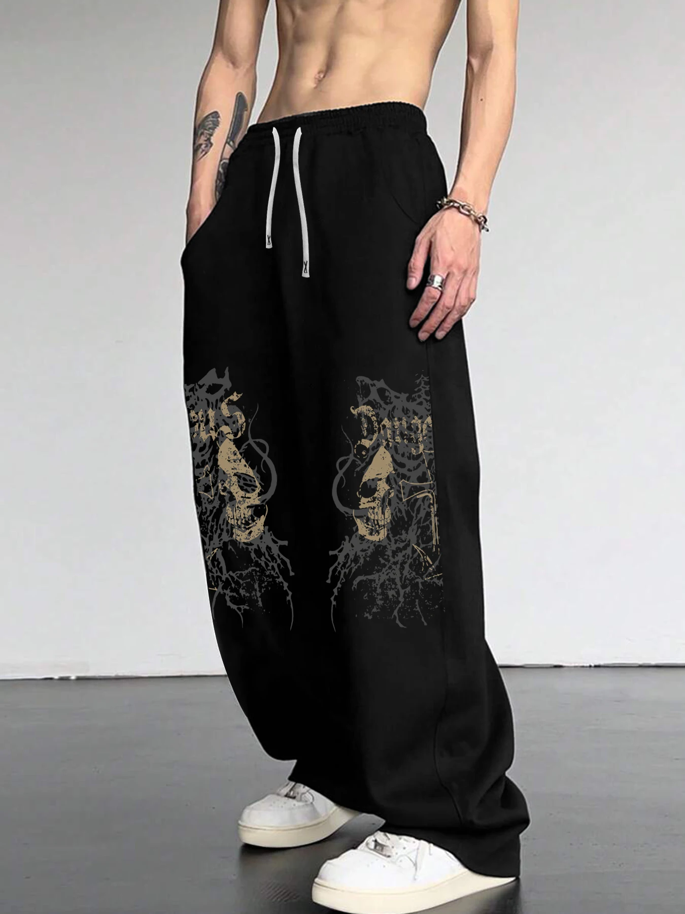 

Dark Skull Men's Casual Sports Campus Jogging Pants Straight Trousers Autumn and Winter New Fashion Long Sweatpants