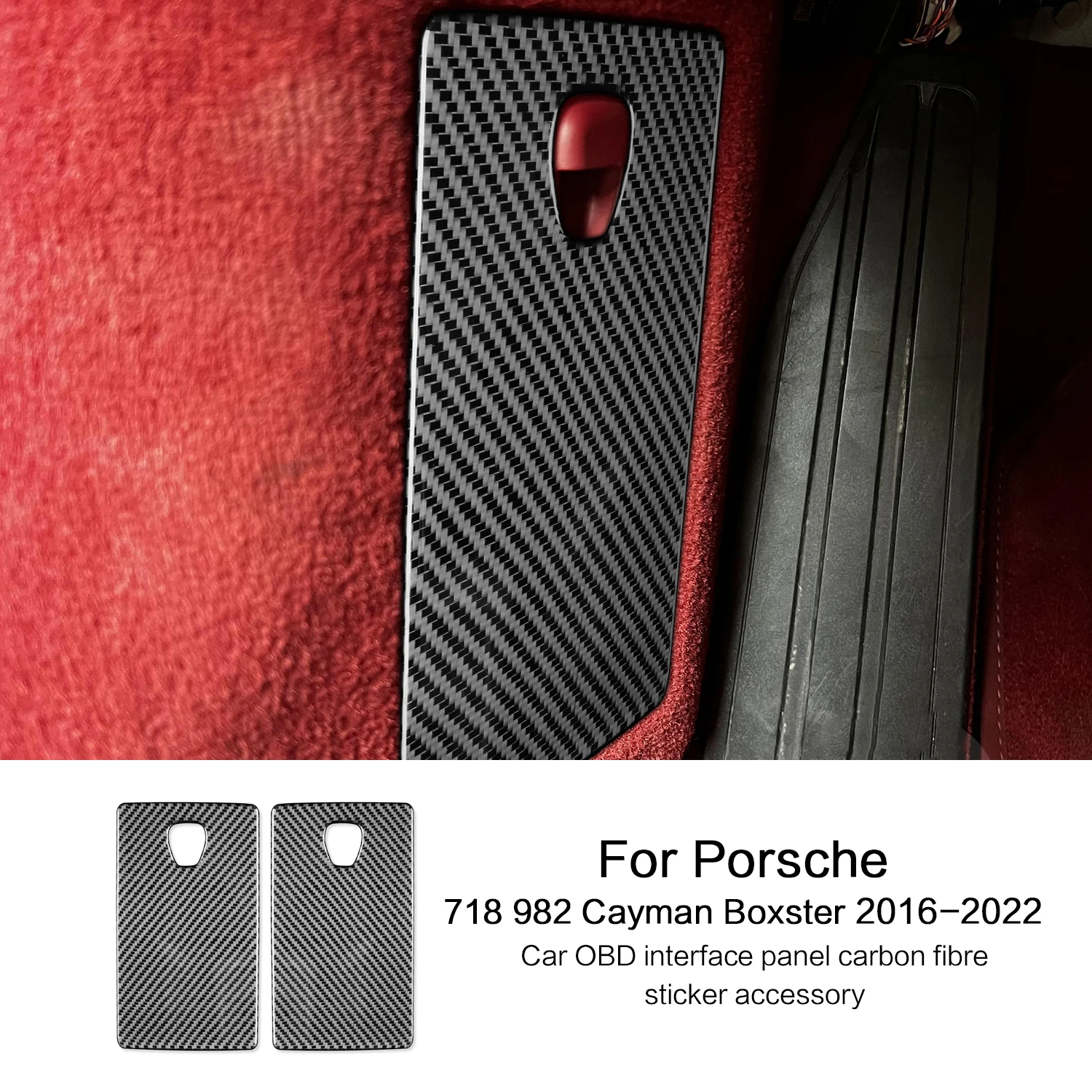 For Porsche 718 982 Cayman Boxster T S GTS GT4 Spyder RS 2016-2022 Car OBD Interface Panel Carbon Fiber Sticker Accessories