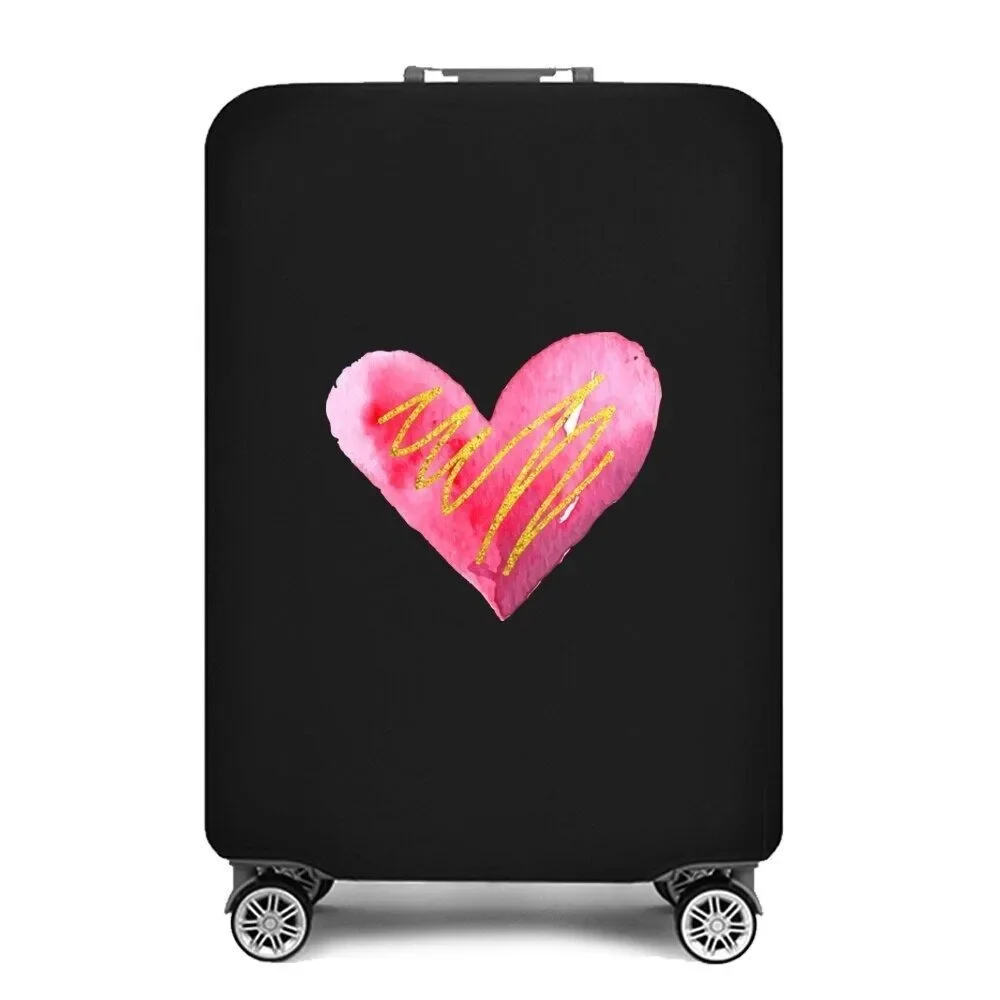 ink Watercolor Heart Print Luggage Cover Elastic Suitcase Protector Dustproof Anti Scratch For 18-32 Inch Travel Bag