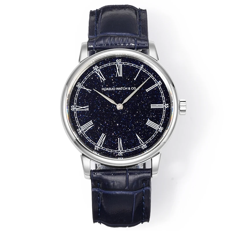 HUASUO 2026 Luxury 39mm Men Mechanical Watch SW300 Movement Amethyst Starry Sky Dial Sapphire Crystal 50M Waterproof Wristwatch view 2