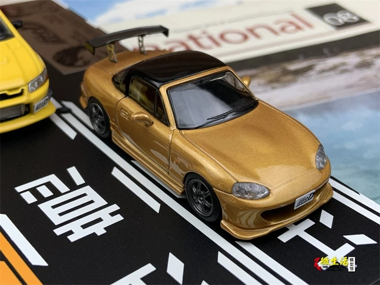 Newly Stocks Hi Story Modeler 1:64 Double Car Set Version Mazda Roadster Orange And Lancer EVO VII Yellow Color In 2024