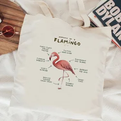 Flamingo shopping bag canvas handbag grocery reusable bolsa recycle bag bag reciclaje fabric woven net grab