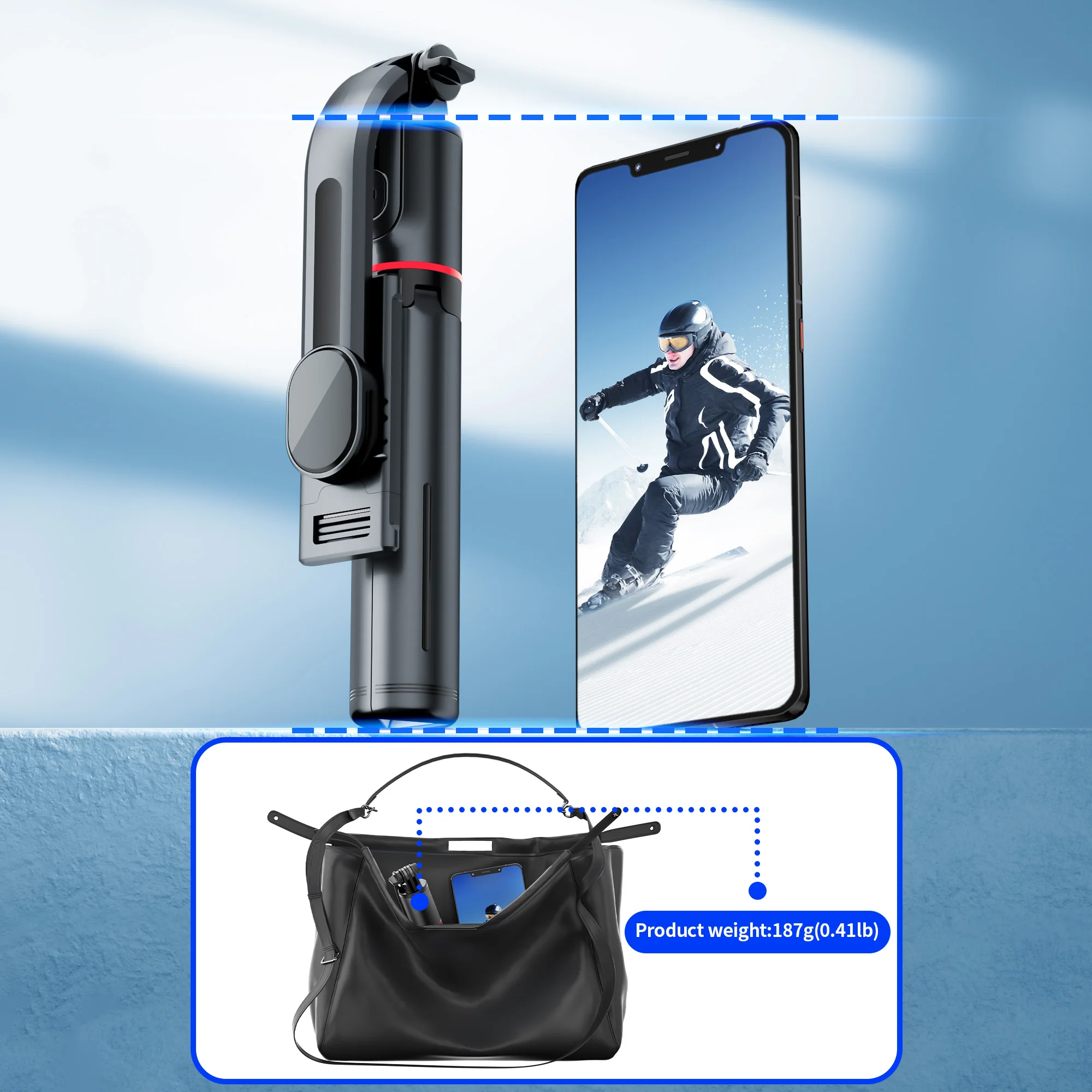 L13 Reinforcement Bracket Extended Wireless BluetoothTripod Selfie Stick 1130mm Stabilizer for Android IOS Smartphone
