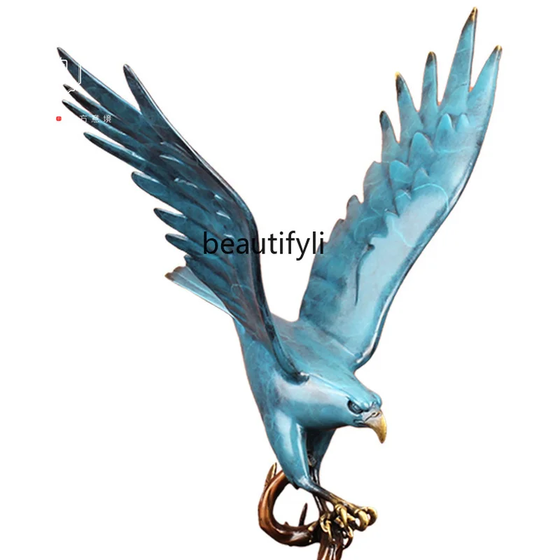 

zq Chinese Style Copper Dapeng Wings Eagle Decoration Study Room Decoration Craft Gift Carving Gift