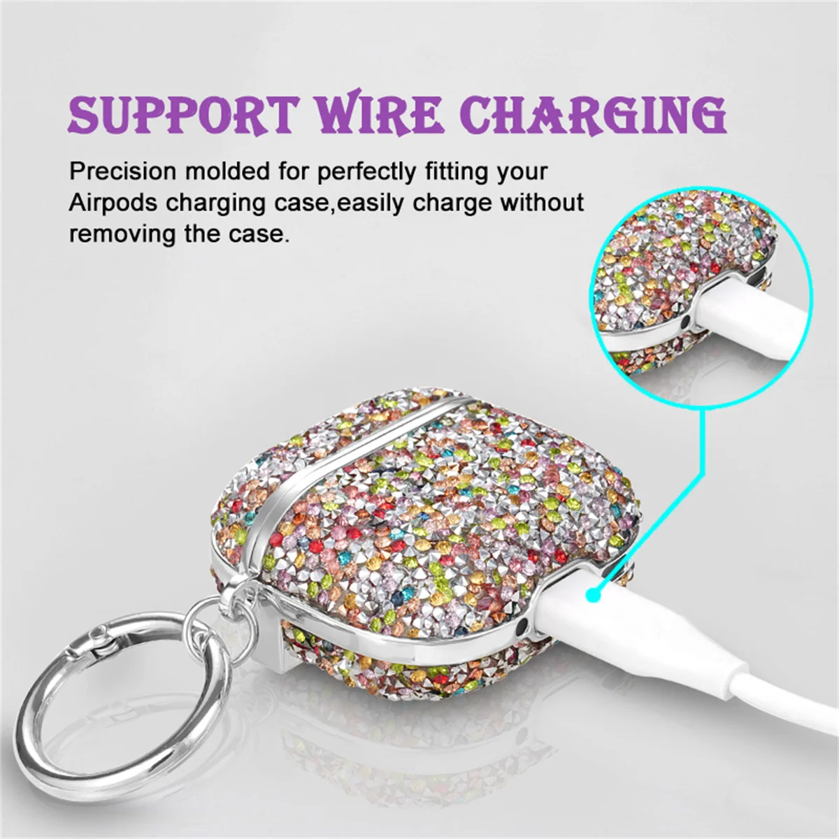 Cute Cover for AirPods 4th/3rd/2nd/1st Generation,Fashion Colorful Sparkling Diamond Design Earbuds Case for Airpods pro/pro 2