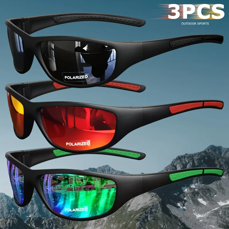 1/3PCS Polarized Sports Sunglasses Set High-Quality Photochromic Wraparound Lenses for Cycling Fishing Driving Night Vision, UV image 6