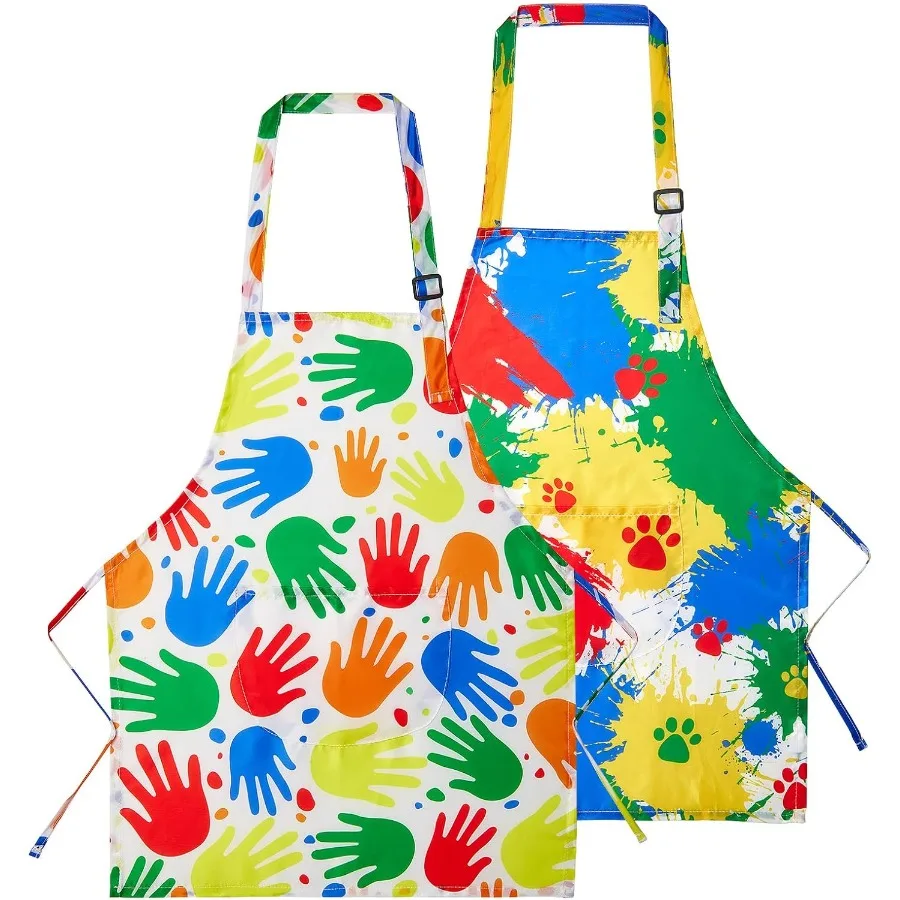 

Lictin 2 Pack Apron Girls Boys for Cng Waterproof Art Apron with Pockets for Painting Cng Baking