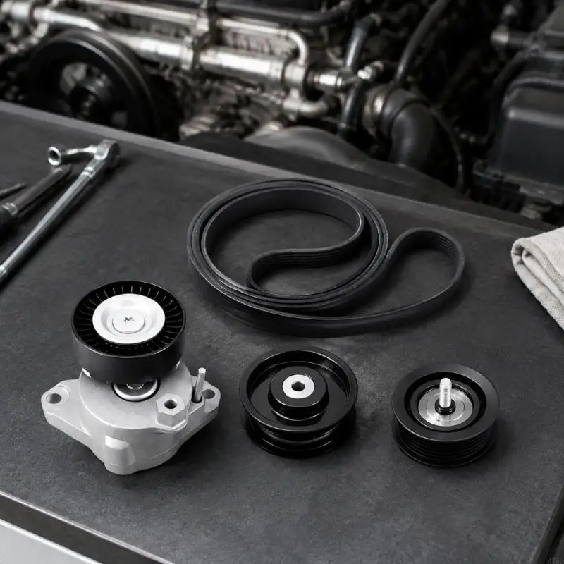 M76E Ersatz-Antriebsriemenspanner-Set mit Umlenkrolle und 6PK2404-Rippenriemen für ML350 C350 E350 Motorzubehörantrieb – Detail 9