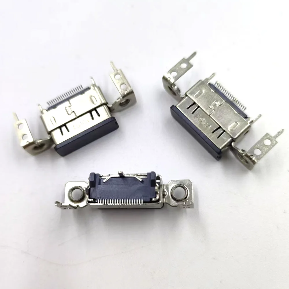 

HDMI A TYPE 19P Stand up Adhesive with Double Ear Screw Holes 10.5H Gold Plated Female Connector Special Reinforcement Interface