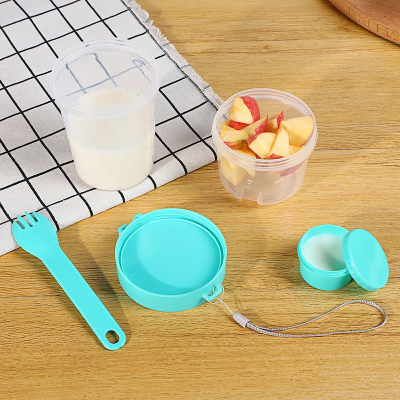 1PC Portable Salad Cup Double Oatmeal Cup Yogurt Nut Fat-Reduced Vegetable Fruit Box Cup With Lid Spoon Breakfast Cup Lunch Box