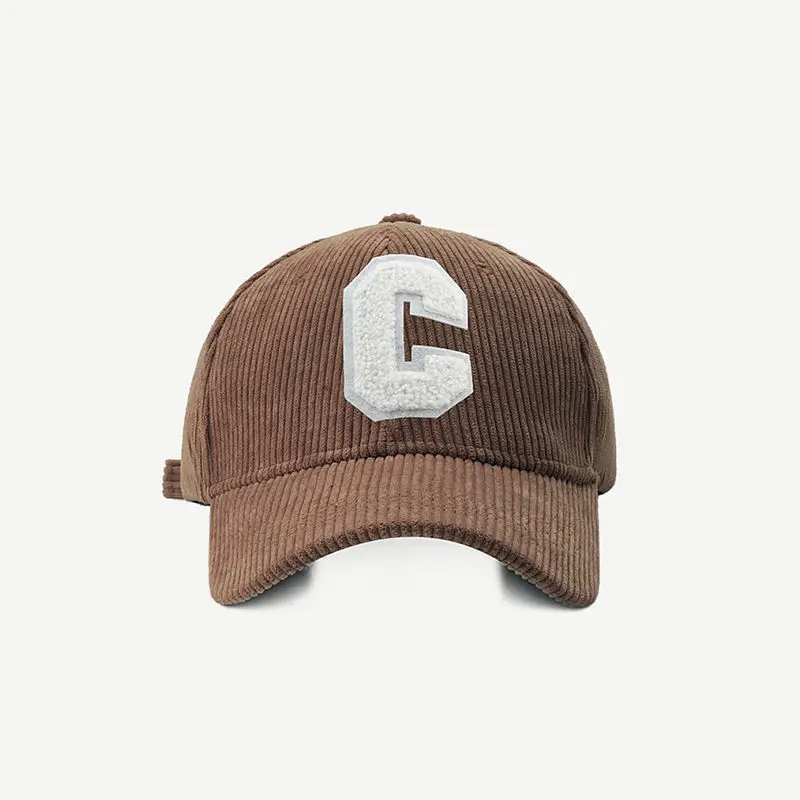 Neue Cord-Baseballkappe für Damen, Modische C-Buchstaben-Snapback-Mütze, Verstellbare Casual Hip-Hop-Kappe für Herren, Outdoor-Angeln und Joggen – Detail 15
