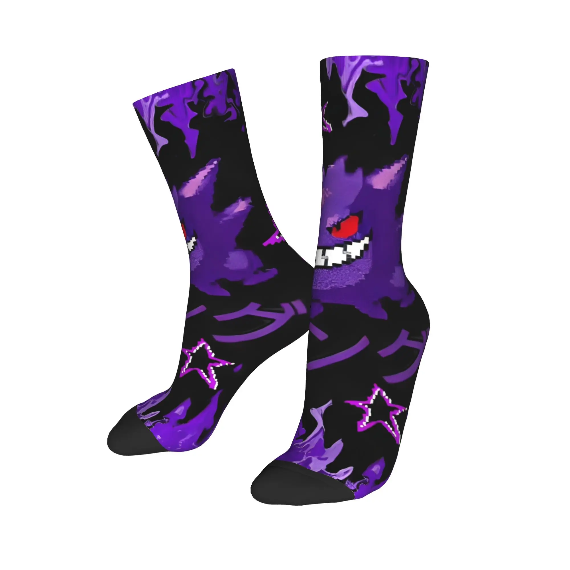 New Men's Socks Harajuku Pokemons Cartoon Gengar Sock Polyester  Sport Women's Socks Spring Summer Autumn Winter