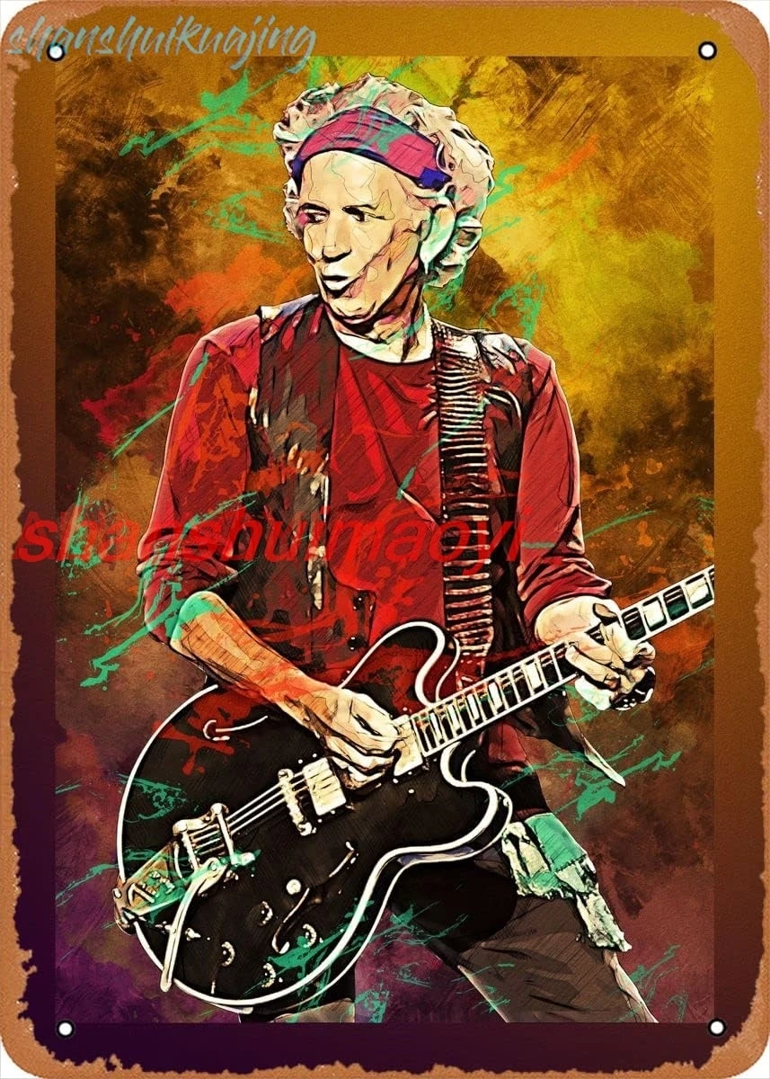 Artist1 Keith Richards Metal Tin Sign Poster Vintage Art Wall Decor 12 x 8 inch FGDD sign