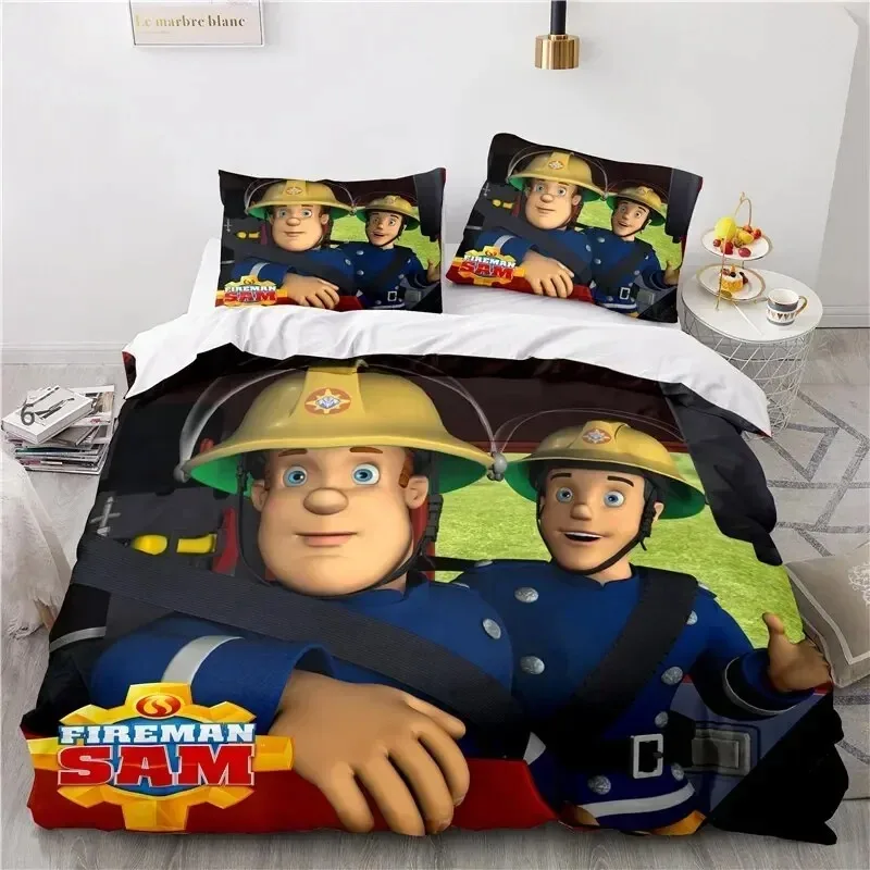 3D Print Cartoon Fireman Sam Bedding Set Duvet Cover with Pillowcase Single Double Twin Full Queen King Size