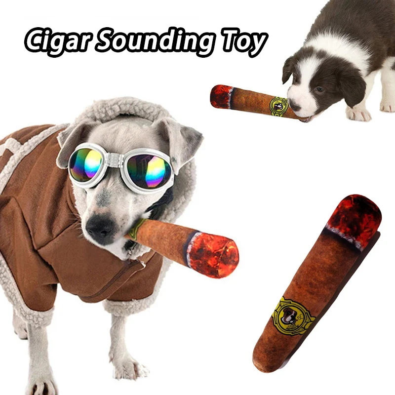 Pet Dog Simulation Cigar Sounding Toy, Resistant Chew and Grind Teeth Toy,  Dog Plush Toy